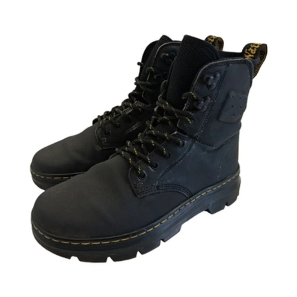 Dr Martens Boots Mens Size 8 Black Leather Quinton Combat Lace Up Work Boots
